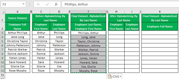 Alphabetize In Excel - Example 1 - Step 5 - Paste special