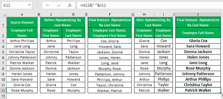 Alphabetize In Excel - Example 1 - Step 9 - Fill handle