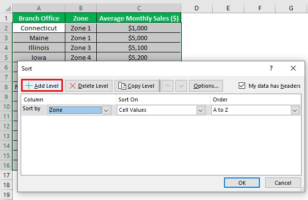 Alphabetize In Excel - Example 2 - Step 2