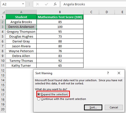 Alphabetize In Excel - Example 3 - Step 1 - Expand