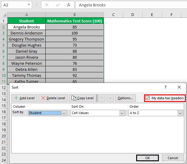 Alphabetize In Excel - Example 3 - Step 2 - sort on