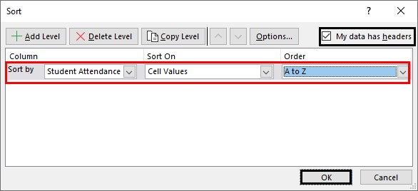 Alphabetize In Excel - Method 1 - click ok