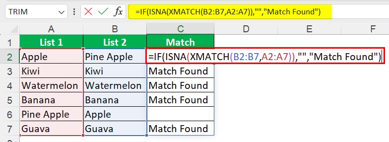 Compare Two Columns For Match - Example 4-1