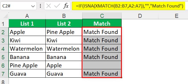 Compare Two Columns For Match - Example 4-2