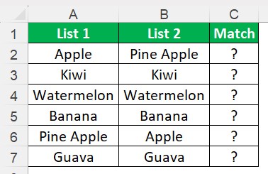 Compare Two Columns For Match - Example 4