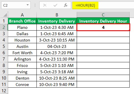 Hour Excel - Example 2