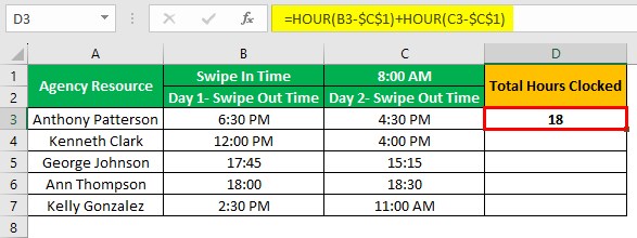 Hour Excel - Example 3 - Step 2