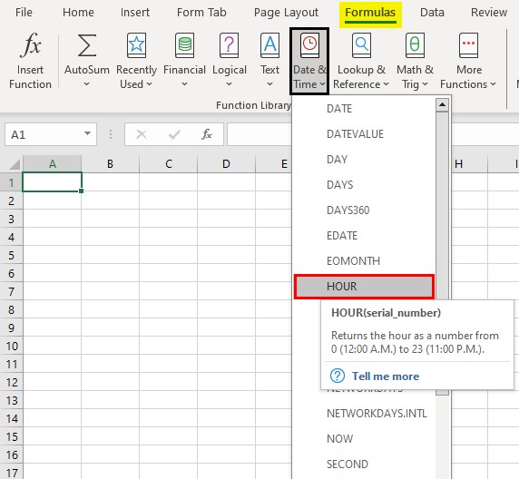 Hour Excel - Method 1