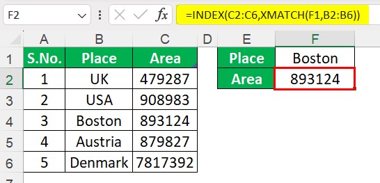 INDEX And XMATCH - Example 1-2