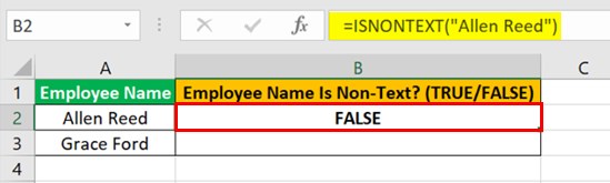ISNONTEXT Function - Example 1 - Step 1 - Allen