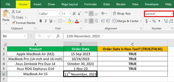 ISNONTEXT Function - Example 2 - Date format