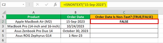 ISNONTEXT Function - Example 2 - Step 1 - Quotes