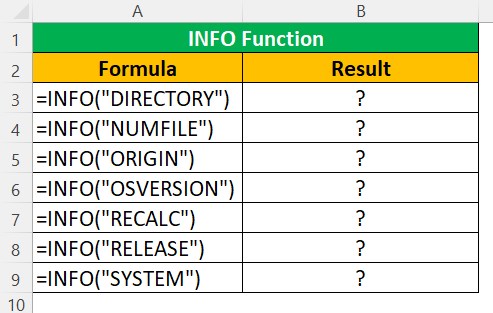 Info Excel Function Example 1