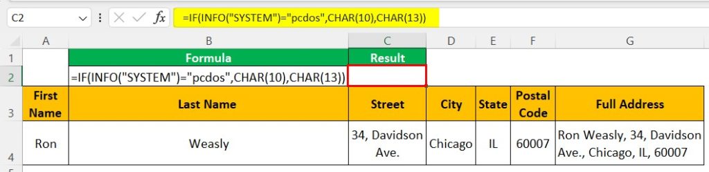 Info Excel Function Example 3