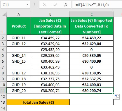 NumberValue Excel - Example 2 - Step 1 - Fill Handle