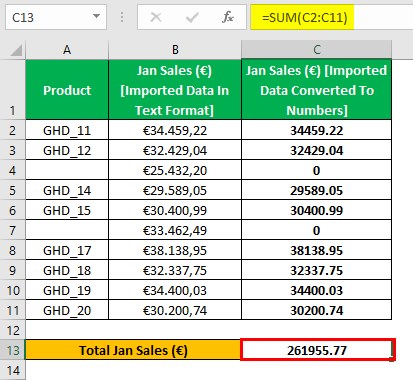 NumberValue Excel - Example 2 - method 2 - Step 2