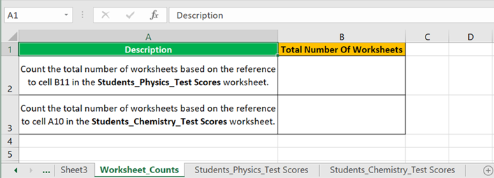 Sheets Function in Excel - Example 1