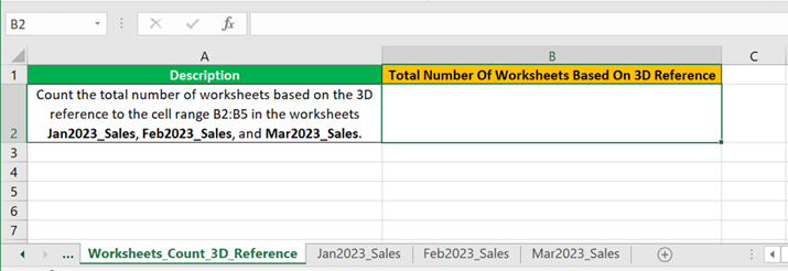 Sheets Function in Excel - Example 2