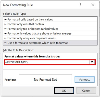 Isformula Function - Example 1 - Step 2