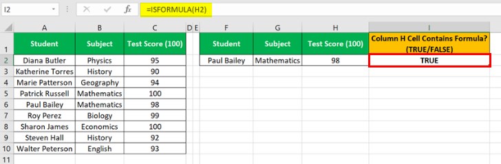 Isformula Function - Example 2 - Step 1