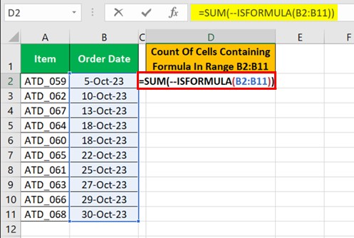 Isformula Function - Example 3 - Step 1